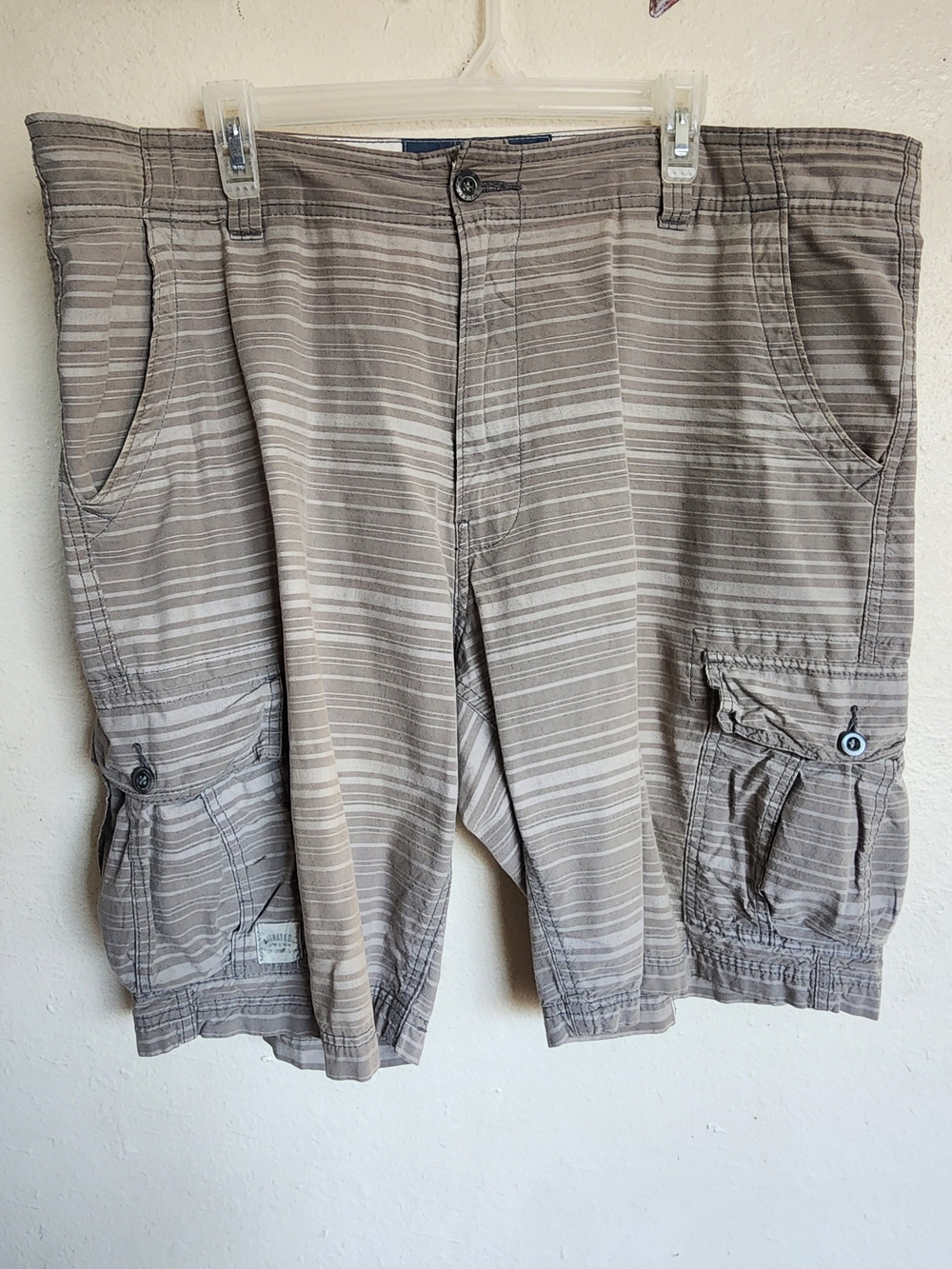 Signature by Levi Strauss Grey Striped Cargo Shorts